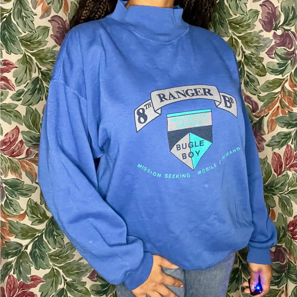 Blue Vintage Mockneck Bugle Boy Sweatshirt - Picture 2 of 4
